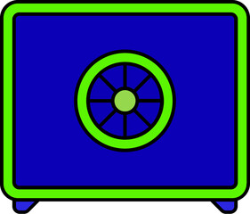 Flat style locker safe icon in blue and green color.