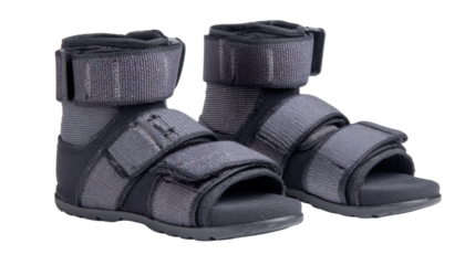 Adjustable medical recovery boots for foot rehabilitation, designed for comfort and support.