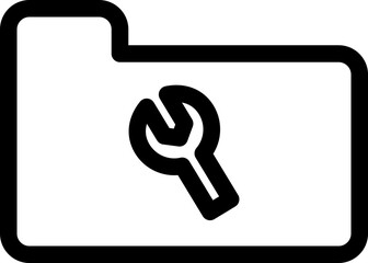Flat style folder repair icon in black line art.
