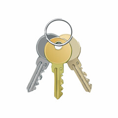 Keyring with house keys &ndash; Metallic keyring holding two standard house keys
