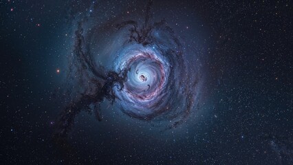 Multicolored galactic clouds and night sky stars