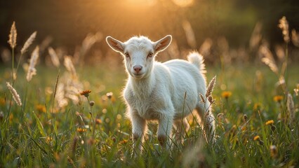 Obraz premium Charming kid grazing in a countryside field.