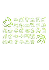 Set of vector icons on Ecology and Recycling in production for environmental awareness and design