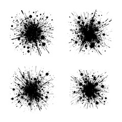 Black Ink Splatter Grunge Vector Effect Isolated on White