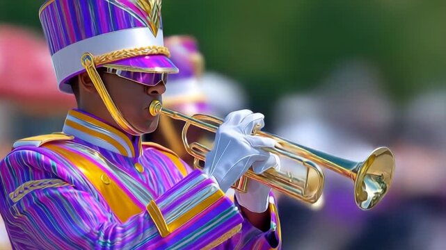 A vibrant fanfare for a cultural celebration or parade.