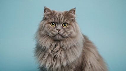 Cute fluffy gray feline with long fur