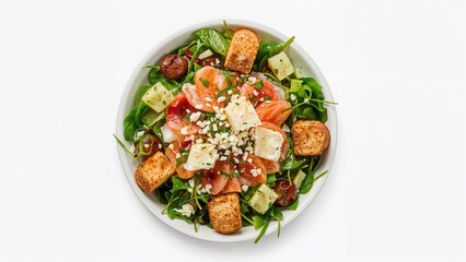 A mixture of mostly fresh ingredients with a minimum of one uncooked item.