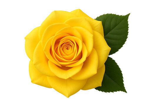 Fresh yellow rose with green leaves isolated on transparent background - Powered by Adobe