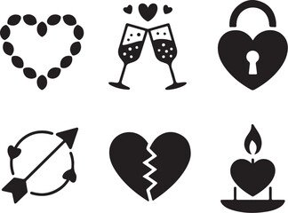 Fototapeta premium Heart Padlock & Wine Glass Vector | Love Forever Clipart