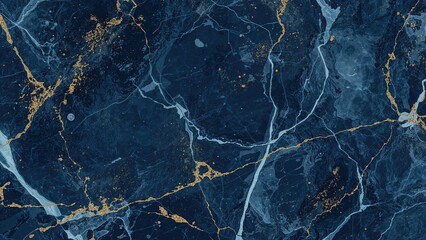Luxury background featuring indigo marble and gold powder accents