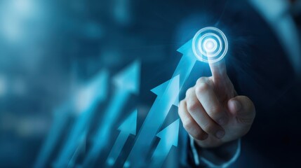 The business professional targeting growth with a digital interface.