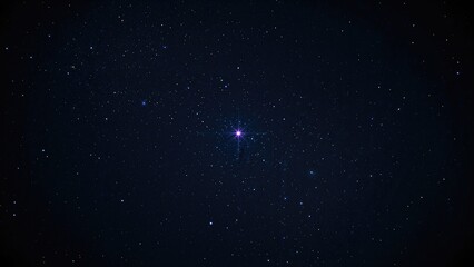 A shadowed sky brightened by a dazzling purple and blue star, surrounded by a sea of glowing stars.