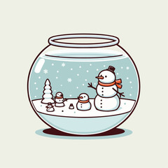 illustration of a glass jar with snowflakes