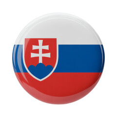Obraz premium Slovakia glossy flag button with vibrant colors and national emblem on a white background
