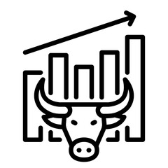 Bull market icon. Line icon. Vector icon with editable stroke. Isolated on transparent background.