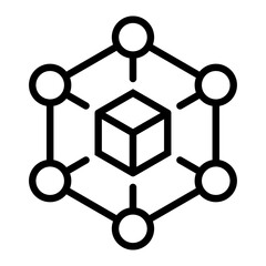 Blockchain node icon. Line icon. Vector icon with editable stroke. Isolated on transparent background.