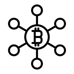 Bitcoin decentralization icon. Line icon. Vector icon with editable stroke. Isolated on transparent background.