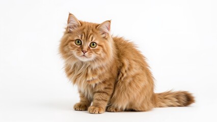 Fototapeta premium A cinnamon Abyssinian cat seated on a clean white canvas