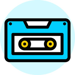 Colorful cassette icon in flat style.