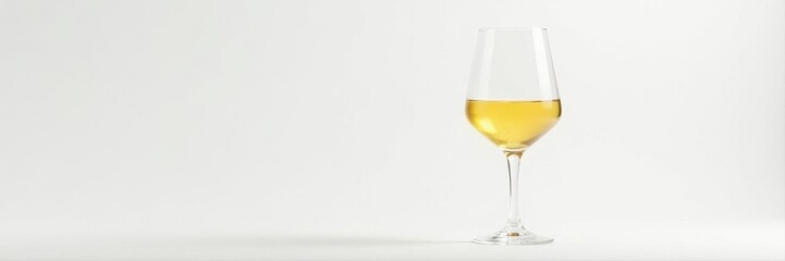 Elegant single Chardonnay wine glass, pristine white backdrop, drinkware, sophisticated