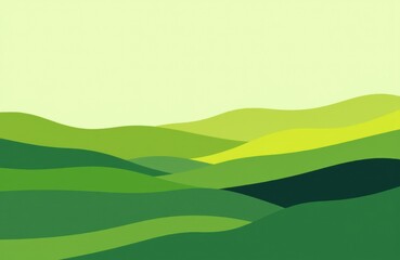 Obraz premium Gentle abstract landscape with layered green hills and a soft light background