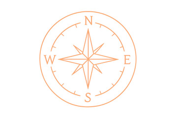 Compass rose pointing north, south, east and west with a transparent background, perfect for indicating directions