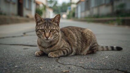 Naklejka premium A homeless cat roaming outdoors