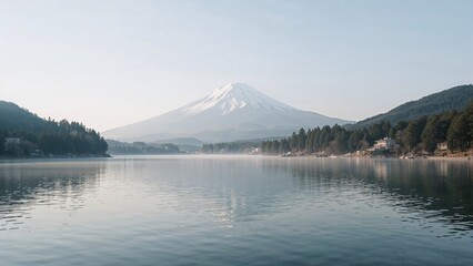 Fototapeta premium Breathtaking waterscape complemented by grand mountainous terrain