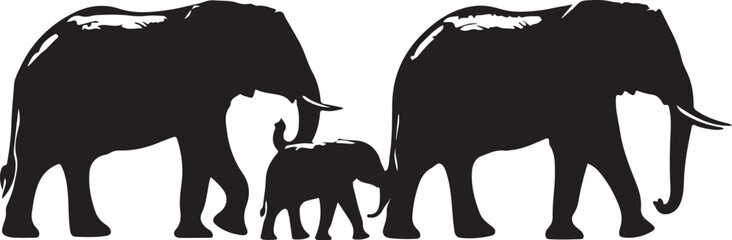 silhouette of few elephants