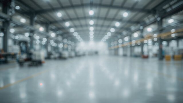 Blurred interior of a factory and warehouse as an industrial backdrop - Powered by Adobe