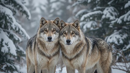 Obraz premium Winter Gathering of Arctic Wolves