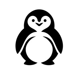 Obraz premium Cute cartoon penguin illustration, simple black and white design