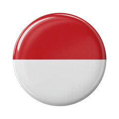 Obraz premium Circular badge showcases the Indonesian flag in red and white on a shiny button design