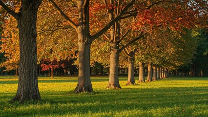 Obraz premium Photo capturing tree trunks during fall in a natural area