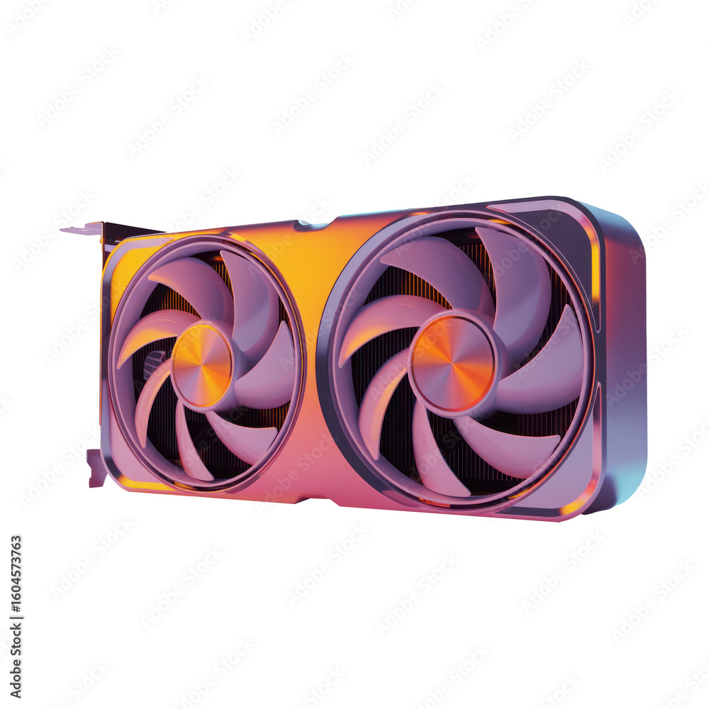 Fototapete modern computer graphics card with dual fans isolated on transparent background