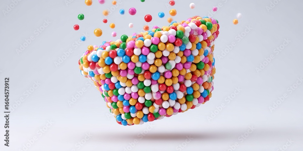 Canvas Prints abstract 3d rendering featuring a spherical cup overflowing with colorful, small spheres in vibrant 