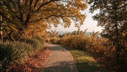 A scenic path during autumn