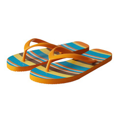 Colorful striped flip flops isolated on transparent background