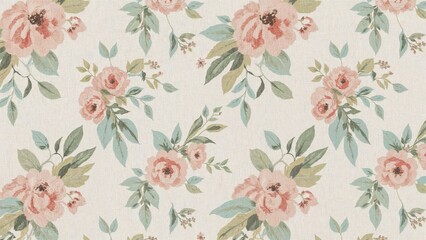 Digital printing technology brings vintage floral designs to life on linen fabric.