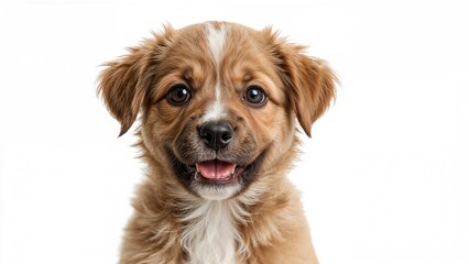 Obraz premium Funny and lovable white puppy close-up image