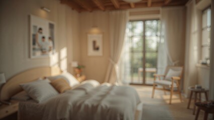 Blurred abstract bedroom interior as a background