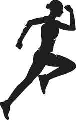 Man and Woman running silhouettes icon. Running men and women, vector set of isolated white background.