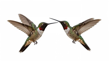 Longbilled Hummingbirds Engaging Combat Their