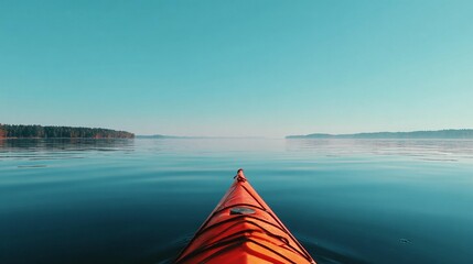 Kayaking on calm water scenic landscape