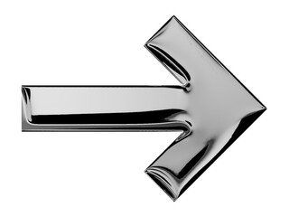 3D right arrow icon with black and white. Isolated silver metal vector illustration.