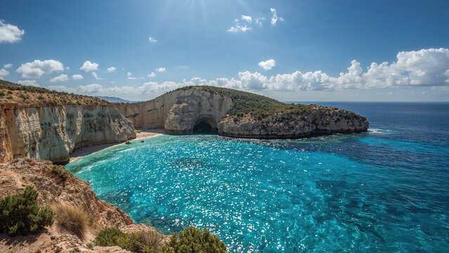 Impressive Stone Formations Beside the Vibrant Blue Lagoon