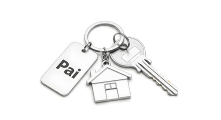 Keyring with house charm and payment tag