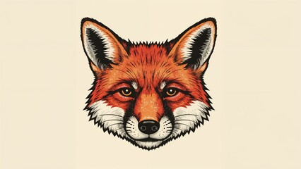 A stern fox illustration inspired by old cheek tattoo art
