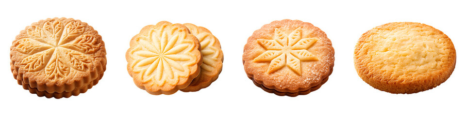 Fototapeta premium Set of decorative butter cookies assorted isolated on transparent background