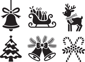 Christmas Bell & Sleigh Clipart | Festive Silhouettes